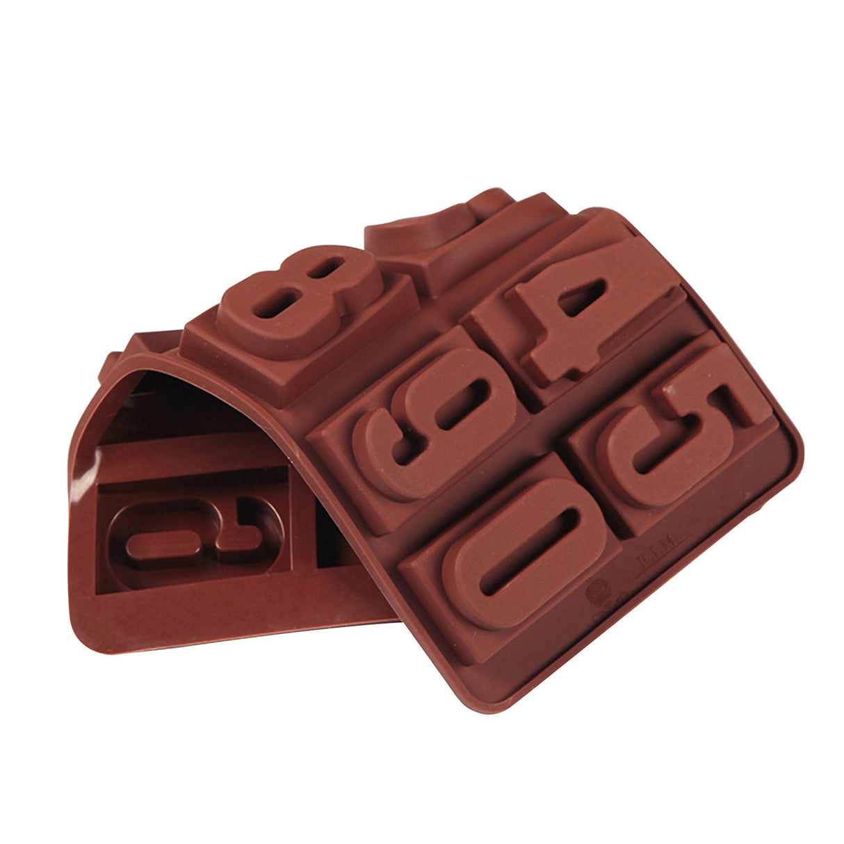 Mini Silicone Molds, Number Molds, Happy Birthday Mold for Baking Biscuits, Cookie, Candy, Chocolate 2-Brown