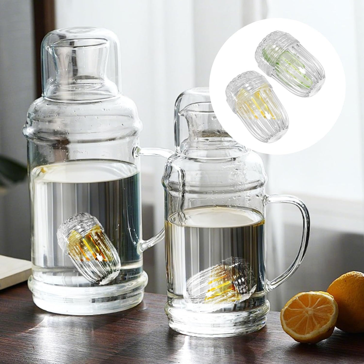 2.5x1.7In Fruit Infuser Insert,Set of 2 Reusable Fruit Infuser Water Pitcher for Iced Tea,Juice,Beverages,Water