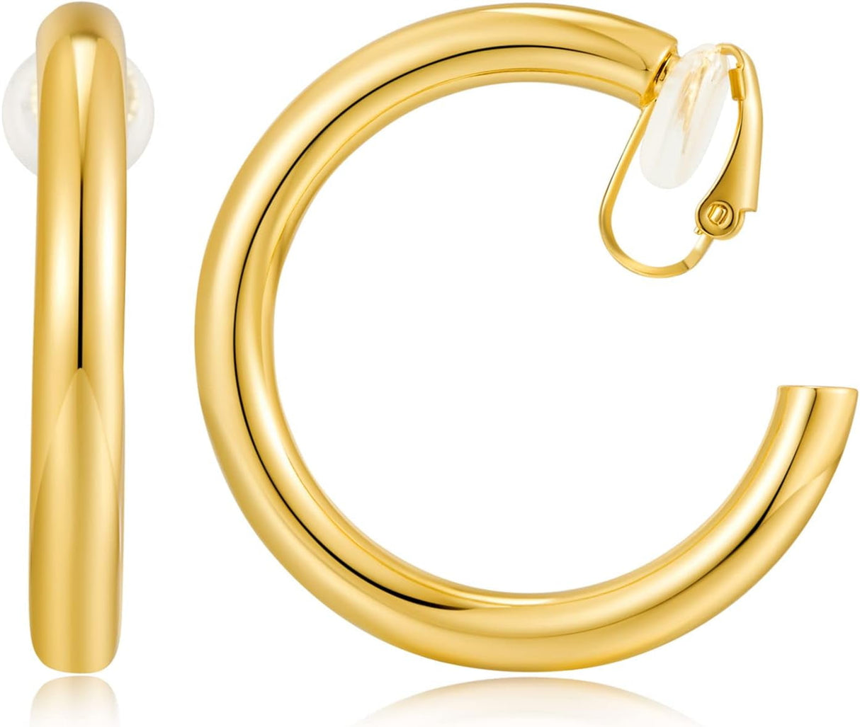 Gold Clip On Earrings for Women Classic Large Hoops Clip On Earrings Non Pierced Earrings Minimalistic Clip Earrings