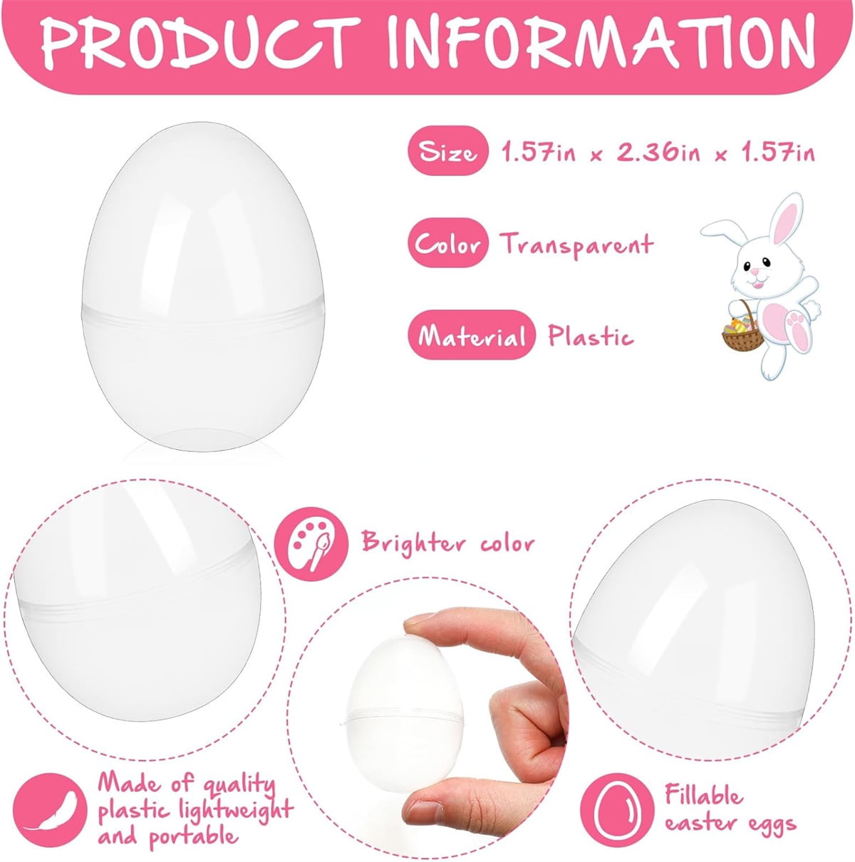 20Pcs Small Translucent Fillable Easter Egg,Plastic Clear Easter Eggs, 3.5 Inch Empty Eggs Bulk for Easter Theme Party Favor Basket Stuffers,Bulk Easter Toy for Filling Candy,Party Favor