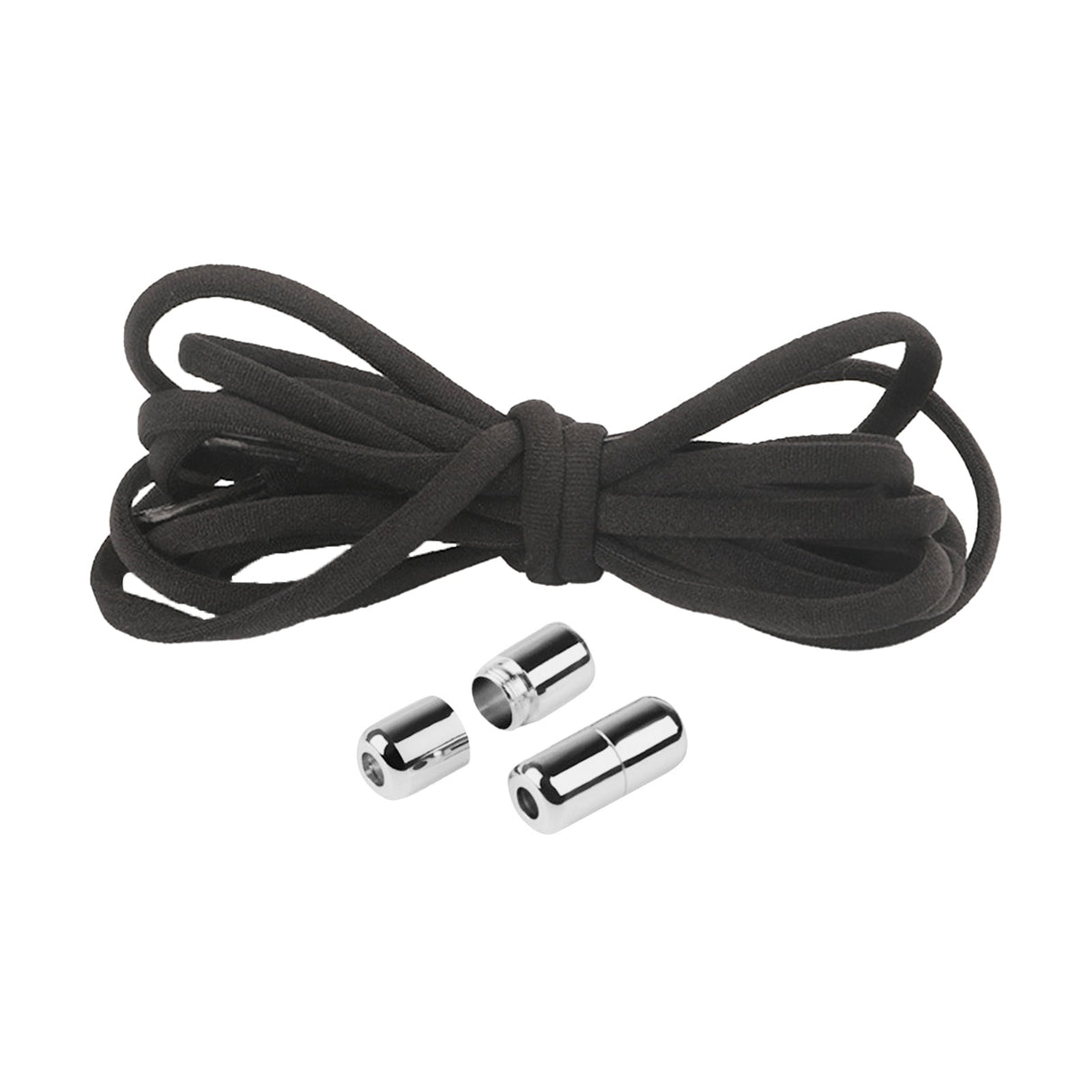 1 Pair Sneaker Shoelaces Wear-resistant Elastic with Metal Buckles Lock Shoe Laces for Slip On Shoes Black