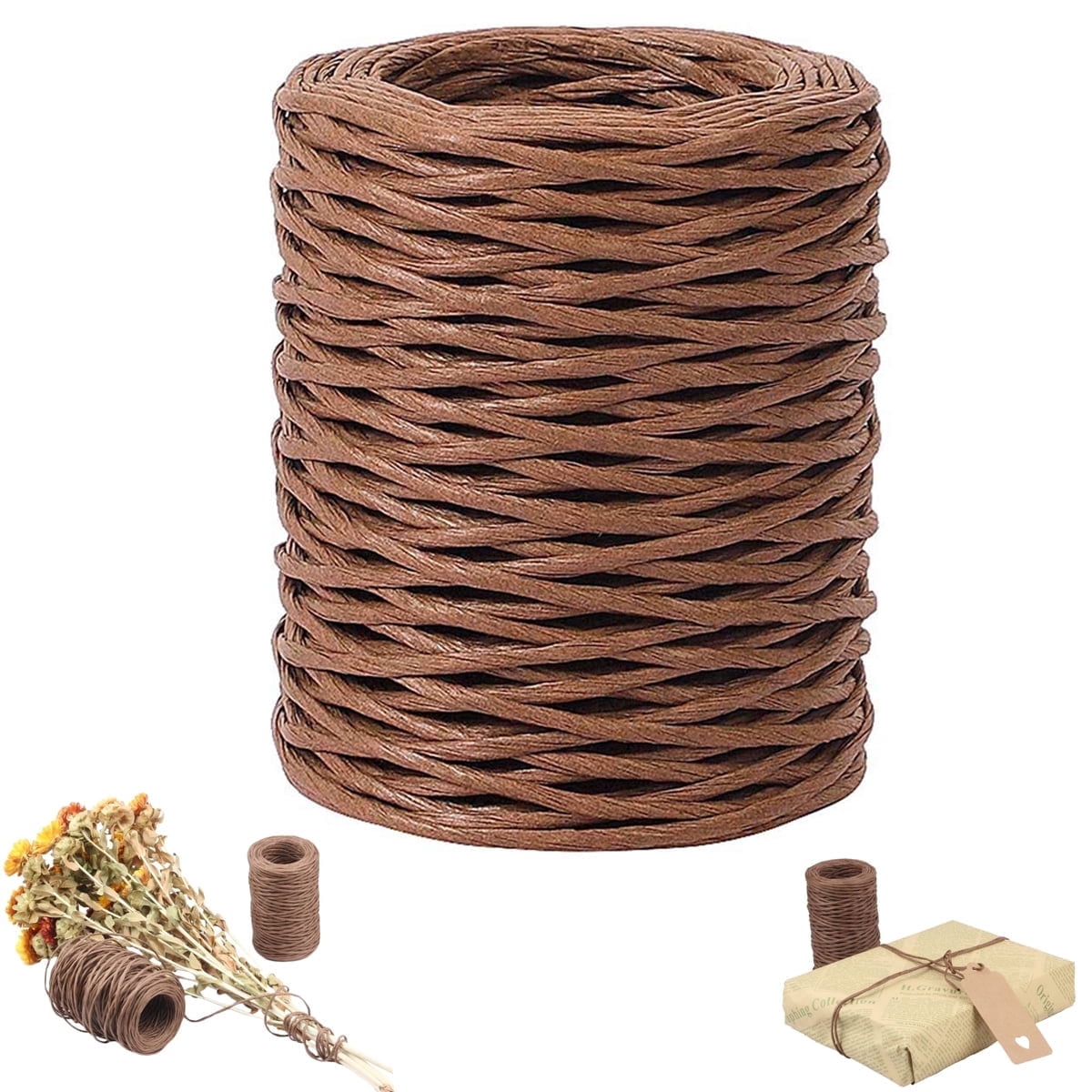 1 Rolls Floral Bind Wire Wrap Twine,Vine Wire Waterproof Paper Wrapped Rope Metal Wire for Flower Bouquets Flower Crowns, Artificial Flower Making, DIY Projects,Wedding Decorating (Brown) Brown