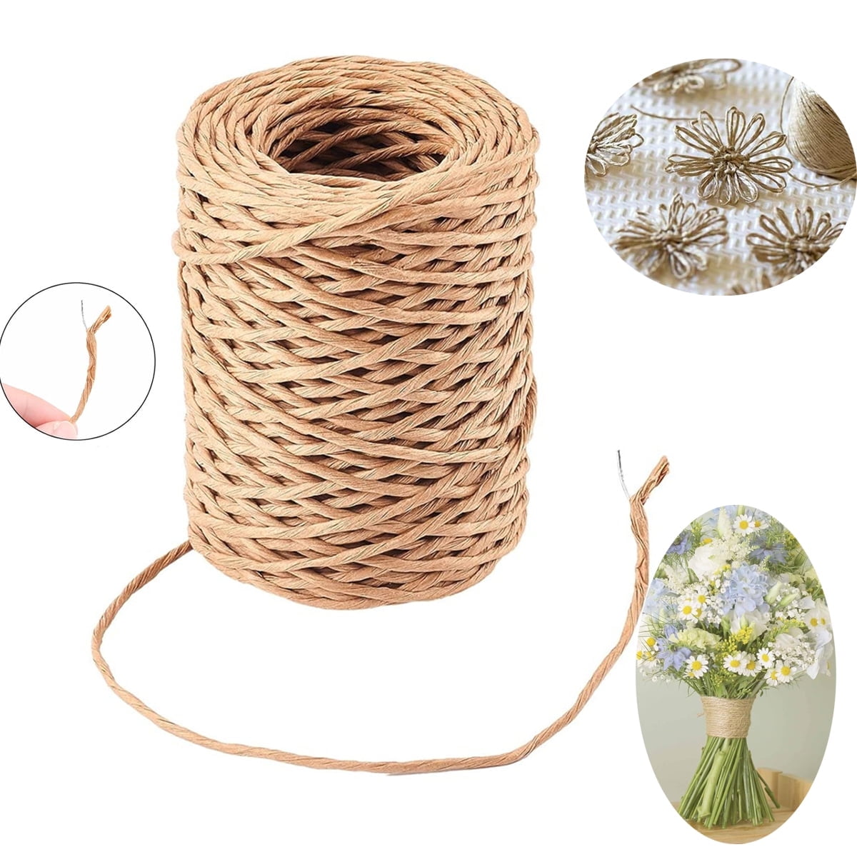 1 Rolls Floral Bind Wire Wrap Twine,Vine Wire Waterproof Paper Wrapped Rope Metal Wire for Flower Bouquets Flower Crowns, Artificial Flower Making, DIY Projects,Wedding Decorating (Brown) Light Brown