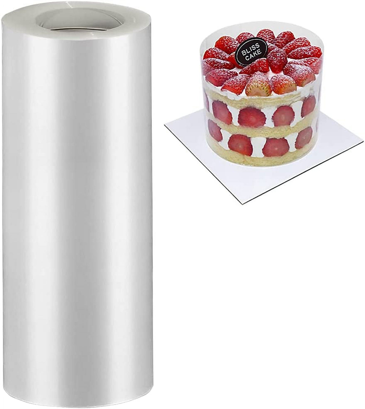 8 Inch Cake Collars, Clear Transparent Cake Acetate Sheet Roll, Cake Plastic Wrap, Cake Acetate Collar for Chocolate Mousse DIY Cake Wraping Decorating Shaker Cards(Length 394inch)