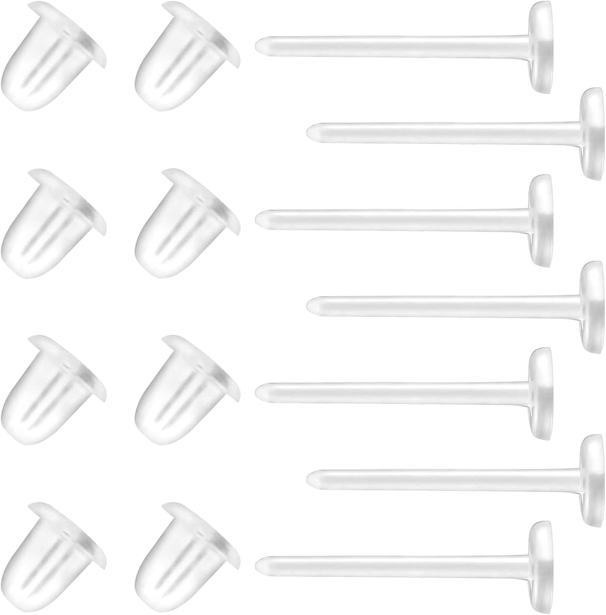 Clear Earrings For Sports, 400Pcs 18g Plastic Earrings For Sensitive Ears, Clear Stud Earrings for Work with Solid Plastic Posts and Soft Rubber Earring Backs in 2 Organizer Box