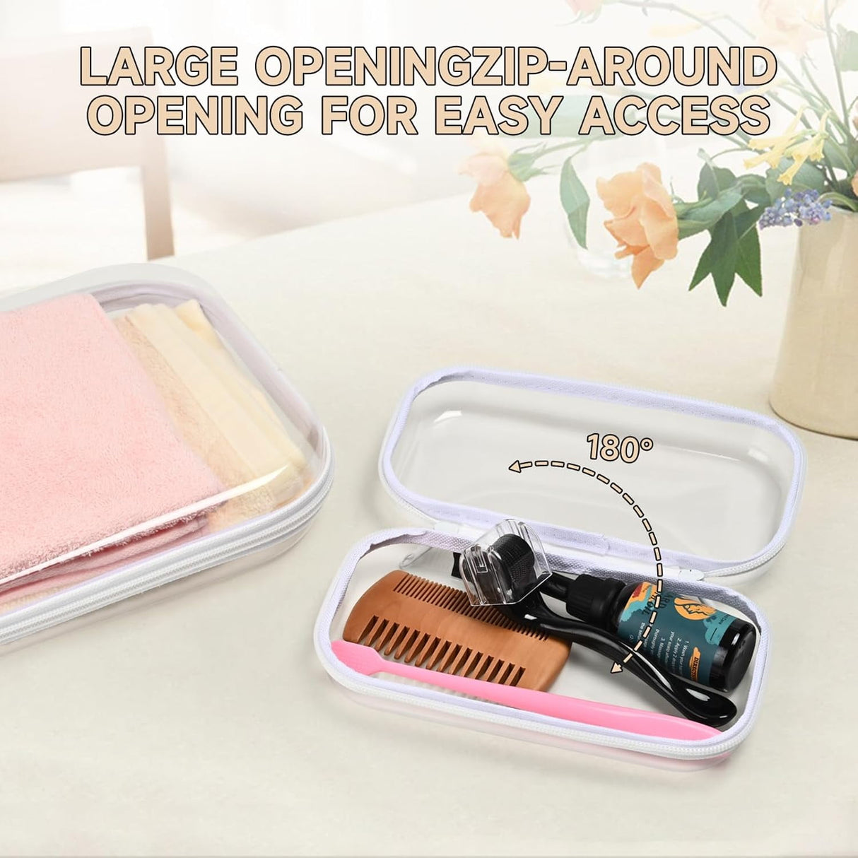 Hard Sided Clear Zipper Case for Storage- Professional-Grade Clear Zipper Pencil Case,Toy Storage Bins, Toiletry Pouch, Travel Organizer, Cosmetic Bagï¼\x88White,2 Pack, Mï¼\x89 M