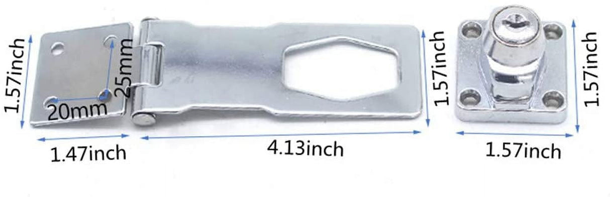 2 Packs Keyed Locks Twist Knob Locking Hasp for Small Doors, Cabinets and More,Stainless Steel Steel, Catch Latch Safety Lock with Keys (4inch, Silver)
