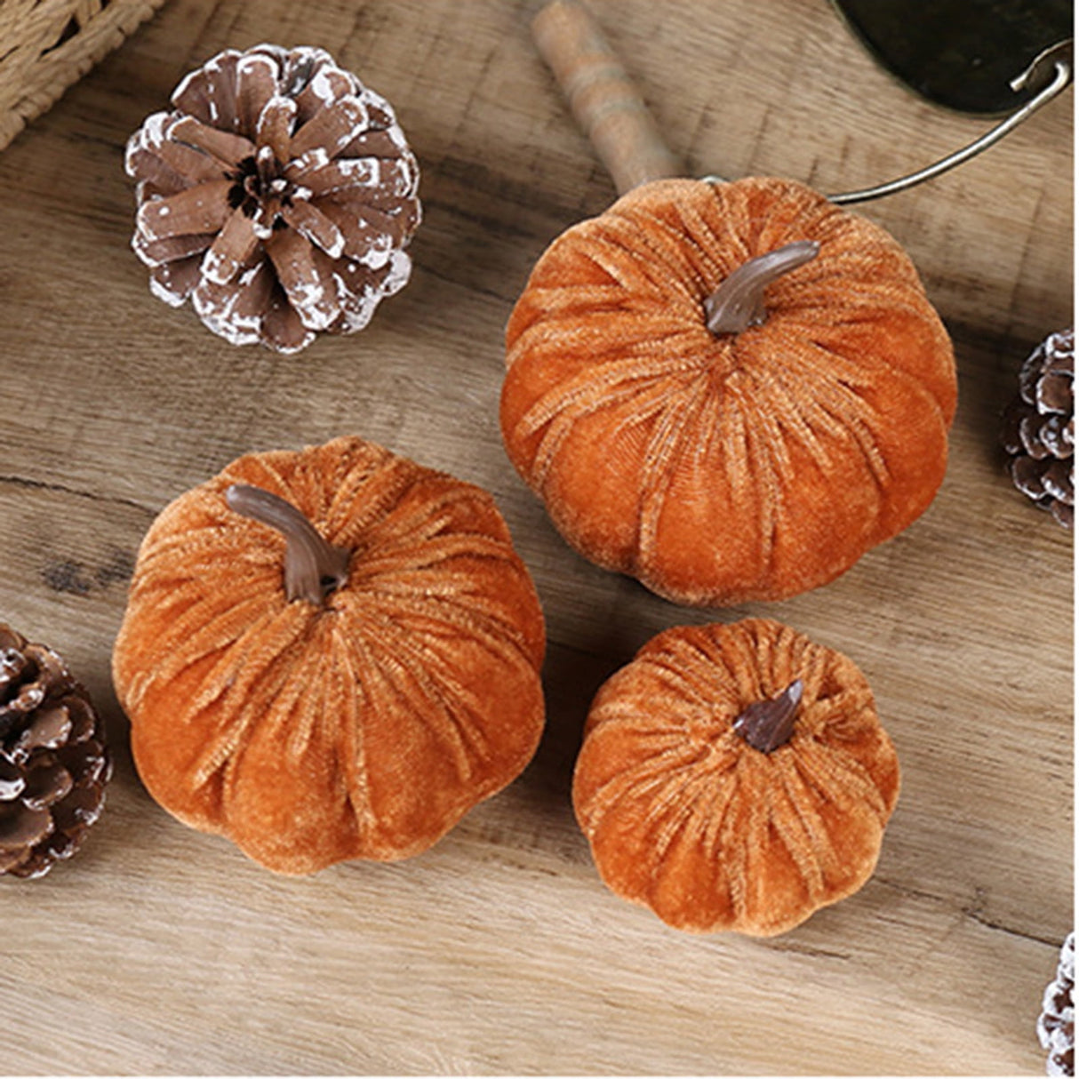 Artificial Pumpkins Decoration, Fake Faux Velvet Foam Fabric Pumpkins Ornaments, Mini Pumpkins Toy Fall Decorative Pumpkin Shaped for Thanksgiving Table Home Decorations(M, Beige) M Beige