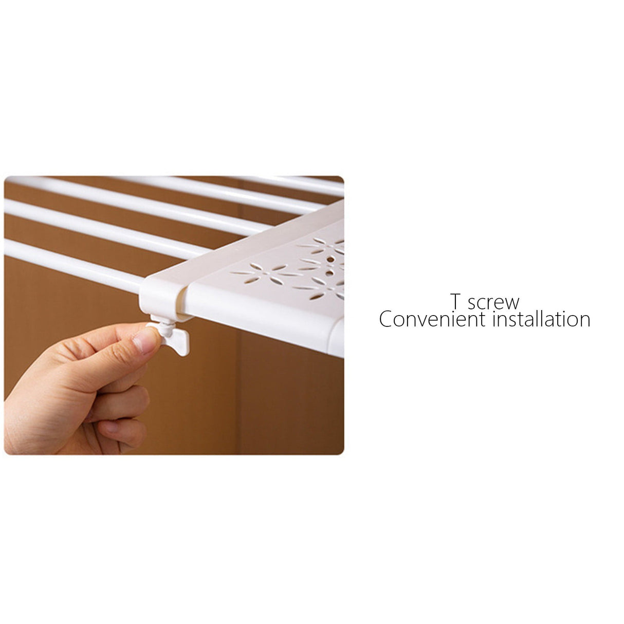 Expandable Closet Tension Shelf, Adjustable Closet Shelf Rod Organizer, No Drill Space Saving Wardrobe Divider, Multi-Tier Shelf Divider for Bathroom Kitchen Bedroom As shown