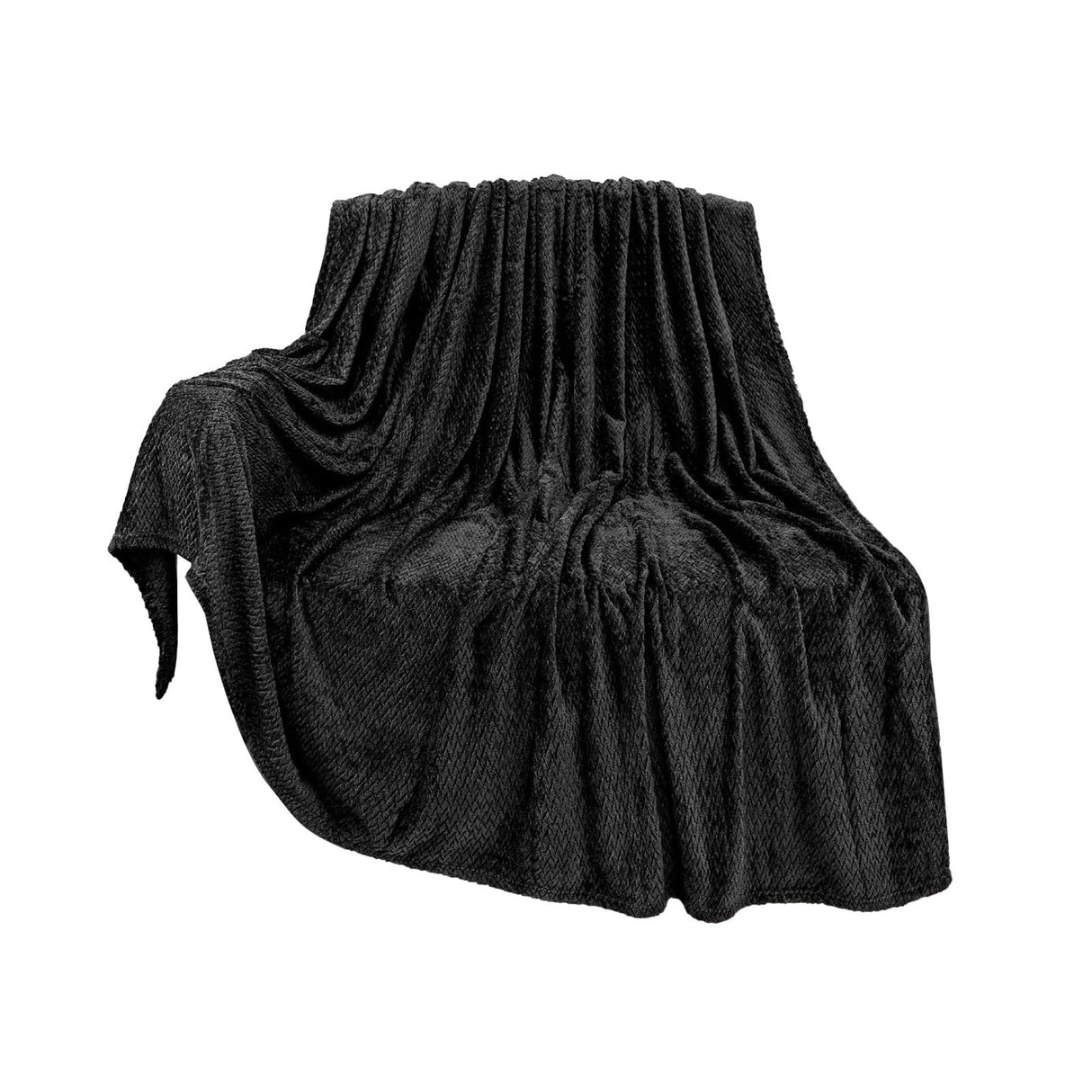 Christmas Solid Color Blanket, 59x39" Soft Warm Throw Blanket, Light-weight Plush Throw Blanket for Bed Sofa Camping Airplane Holiday Black