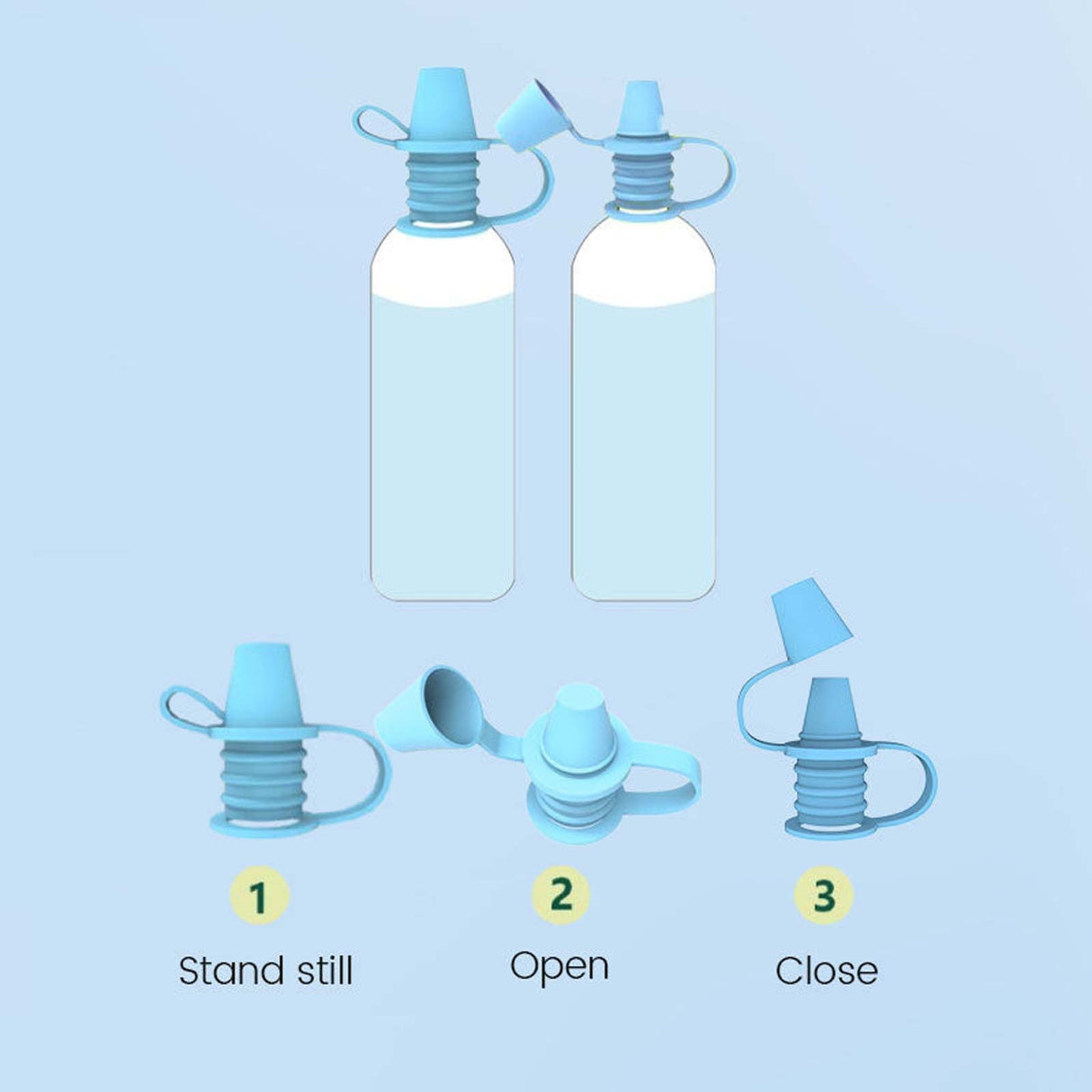 Original Water Bottle Topper, Silicone Sippy Top Spout with Protective Cap, Multifunctional Water Bottle Nozzle, 2-in-1 Water Bottle Cap, Silicone Topper for Food Pouch Blue