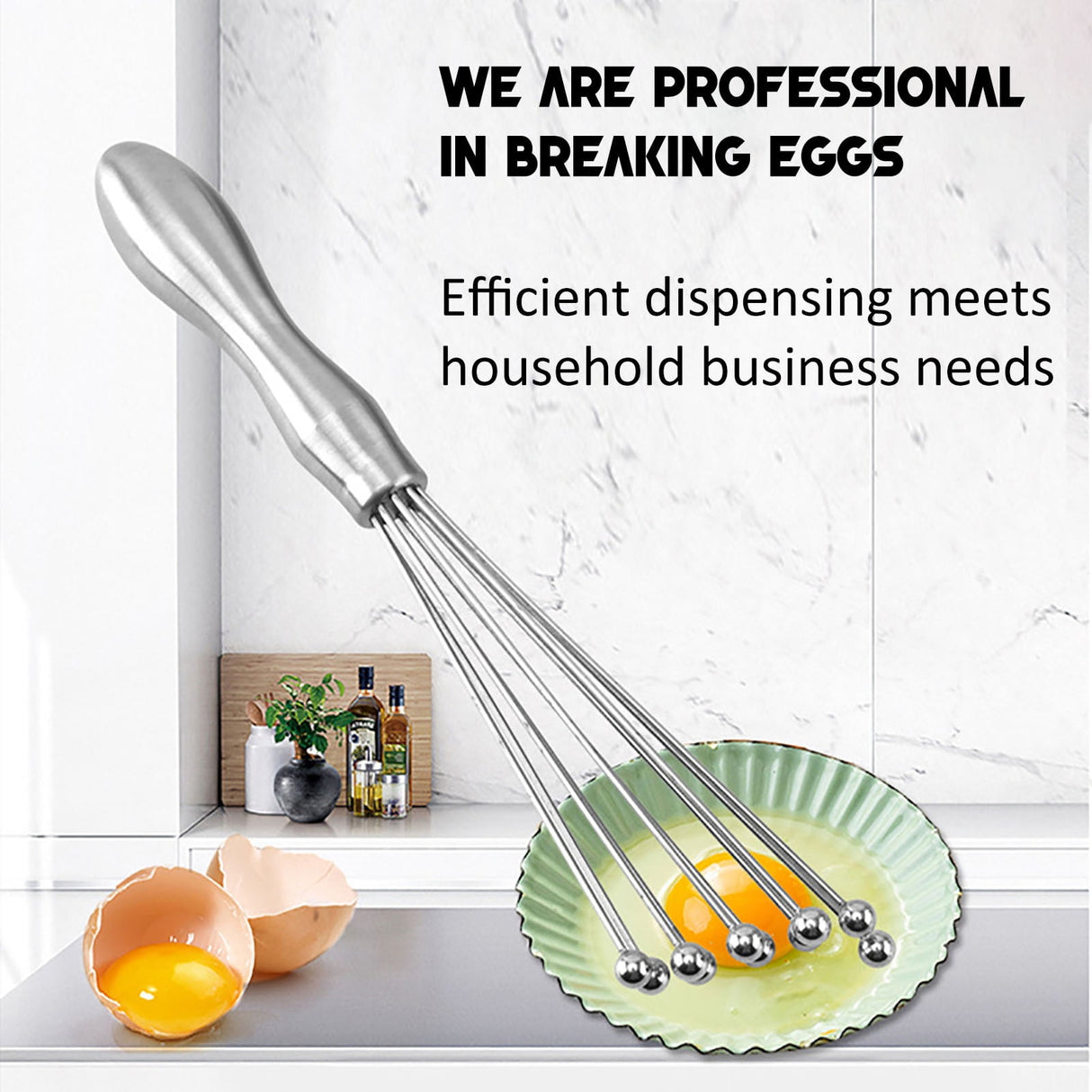 Egg Whisk,10" Stainless Steel Ball Whisk Egg Beater with Handle, Manual Mixers Whisk, Kitchen Tool for Baking Cooking A