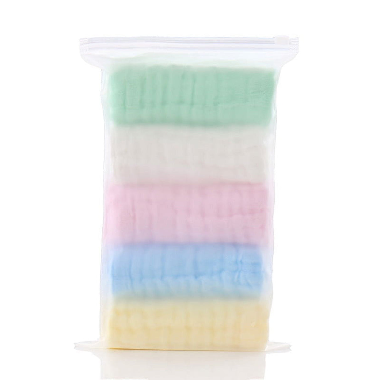 10PCS Muslin Cotton Baby Towel Soft Baby Bath Towel Multicolor Newborn Washcloths and Towels white & pink & blue & green & yellow