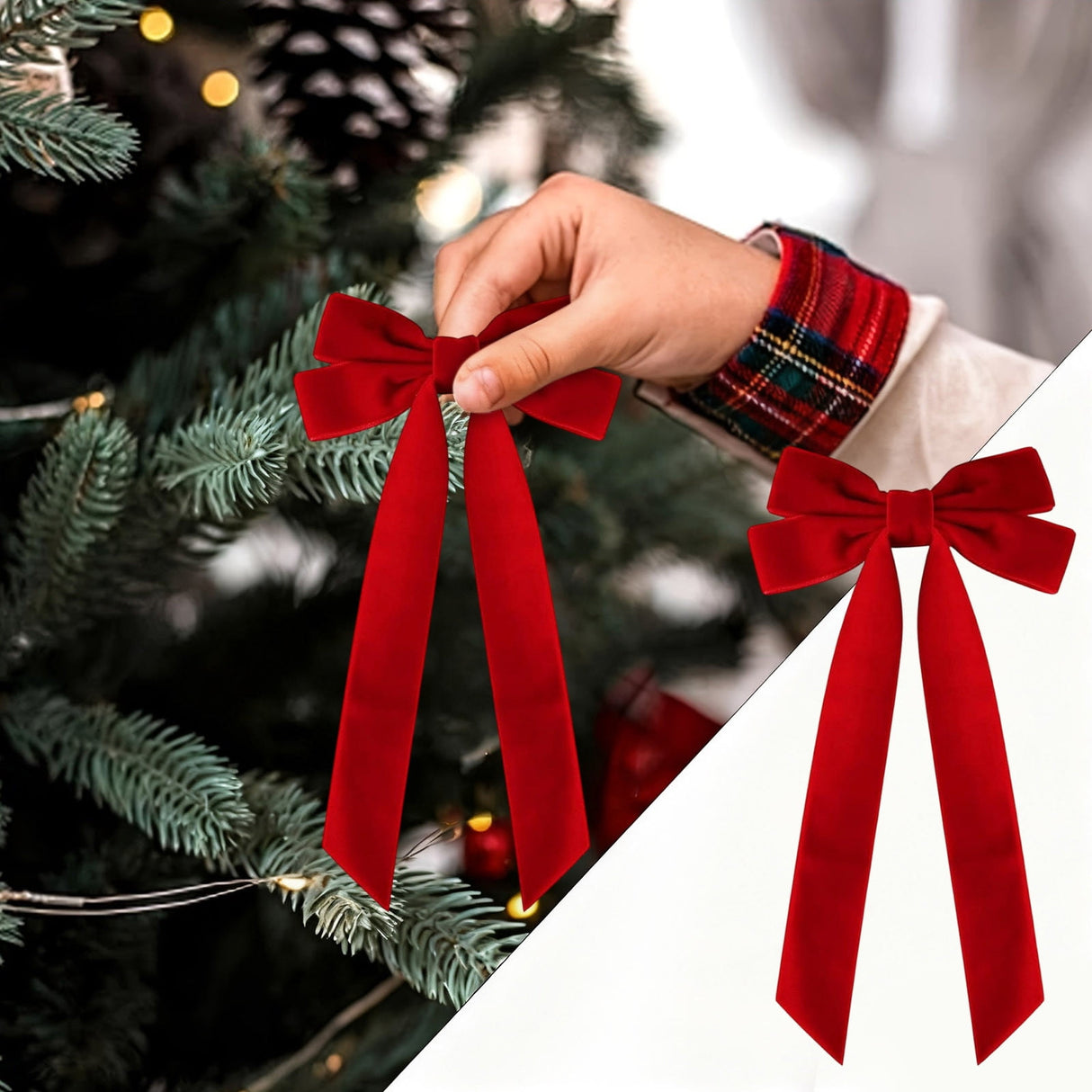 16 Pcs Christmas Velvet Bows for Christmas Tree, Rustic Wreath Gift Bows, Burgundy Christmas Ornaments, for Xmas Farmhouse Tree Garland DIY Craft Wrapping Decorative Red