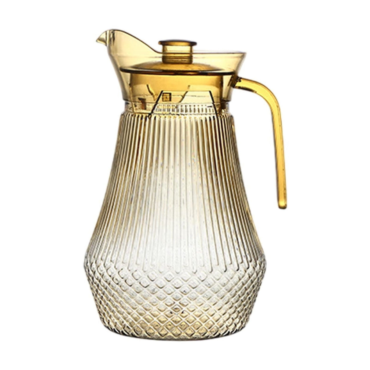 Acrylic Pitcher, Clear Plastic Water Pitchers with Lid and Spout, Iced Tea Pitcher Beverage Containers for Fridge, Juice, Sangria, Lemonade, Shatter-proof, BPA-Free Yellow