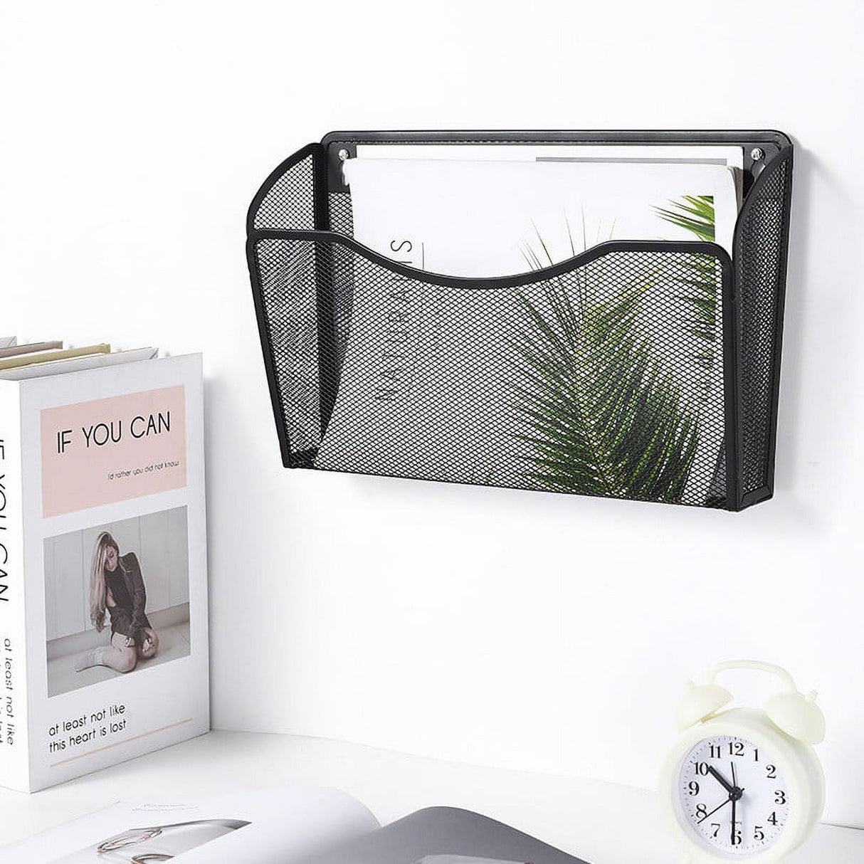 Wall Mount File Organizer Metal Letter Size Black