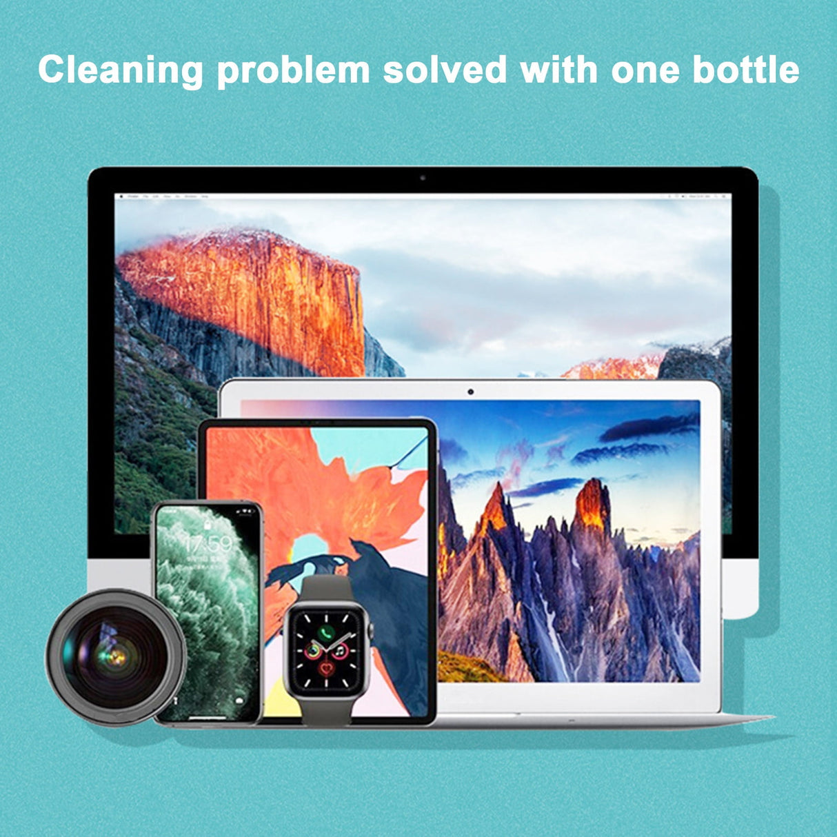 Screen Cleaner Spray Wipe, 3-in-1 Spray Microfiber Cloth, Car Screen Cleaner, Portable Refillable Spray Bottle Tool for Phone/Computer/Laptop/Tablet/Monitor/Car Screen 18 mL Atrovirens
