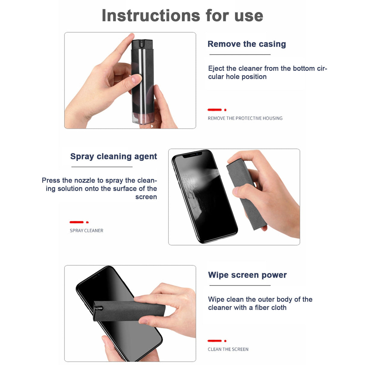 Screen Cleaner Spray Wipe, 3-in-1 Spray Microfiber Cloth, Car Screen Cleaner, Portable Refillable Spray Bottle Tool for Phone/Computer/Laptop/Tablet/Monitor/Car Screen 18 mL Dark Purple
