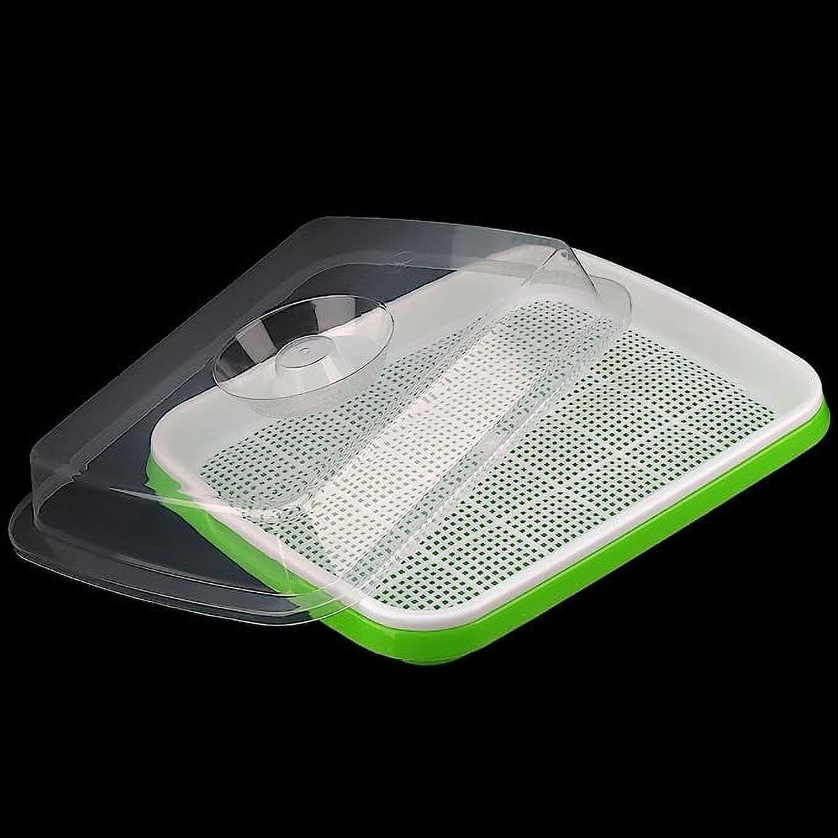 BPA Free Hydroponics Soilless Seeds Sprouter Microgreen Seed Sprouter Trays Seed Germination Double Tier Grow Trays with Lid 1PCS-Seed Sprouter Tray+Lid