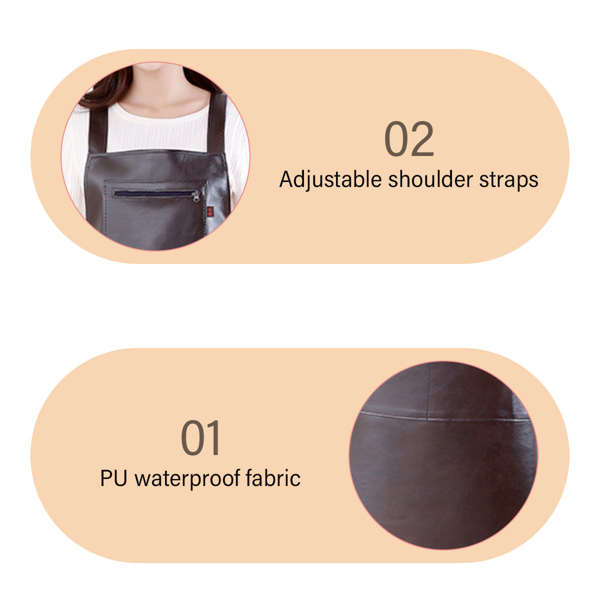 Waterproof Rubber Vinyl Apron - Heavy Duty Model - Stay Dry - Industrial Chemical Resistant Plastic - Leather Apron for Kitchen, Cooking, Dishwashing, Dog Grooming - Black Coffee