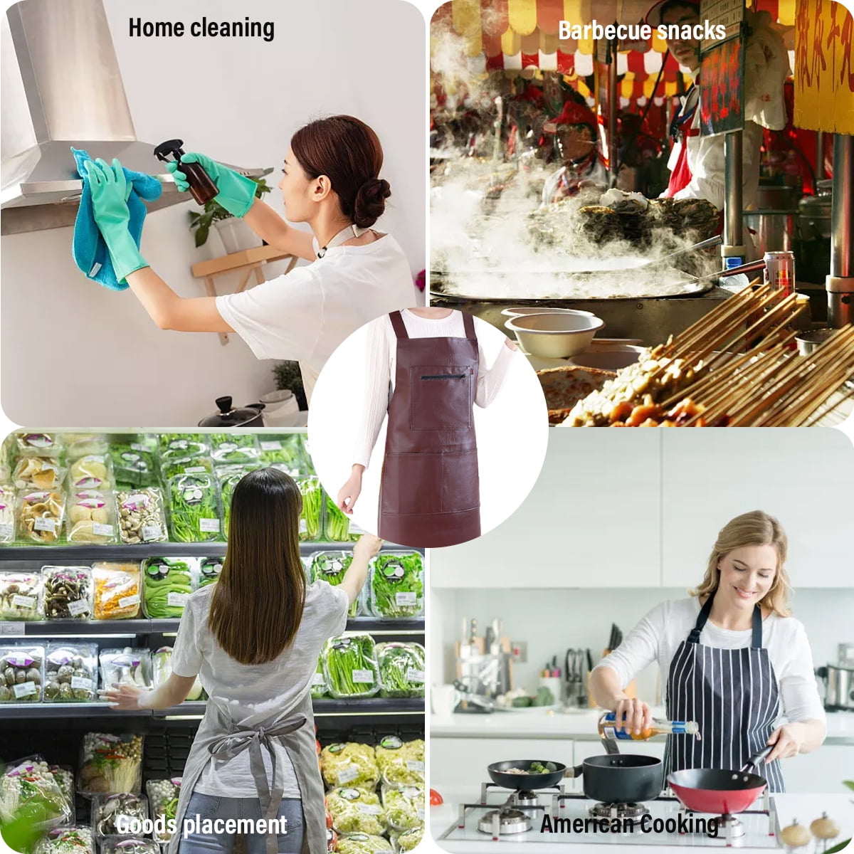 Waterproof Rubber Vinyl Apron - Heavy Duty Model - Stay Dry - Industrial Chemical Resistant Plastic - Leather Apron for Kitchen, Cooking, Dishwashing, Dog Grooming - Black Dark Red