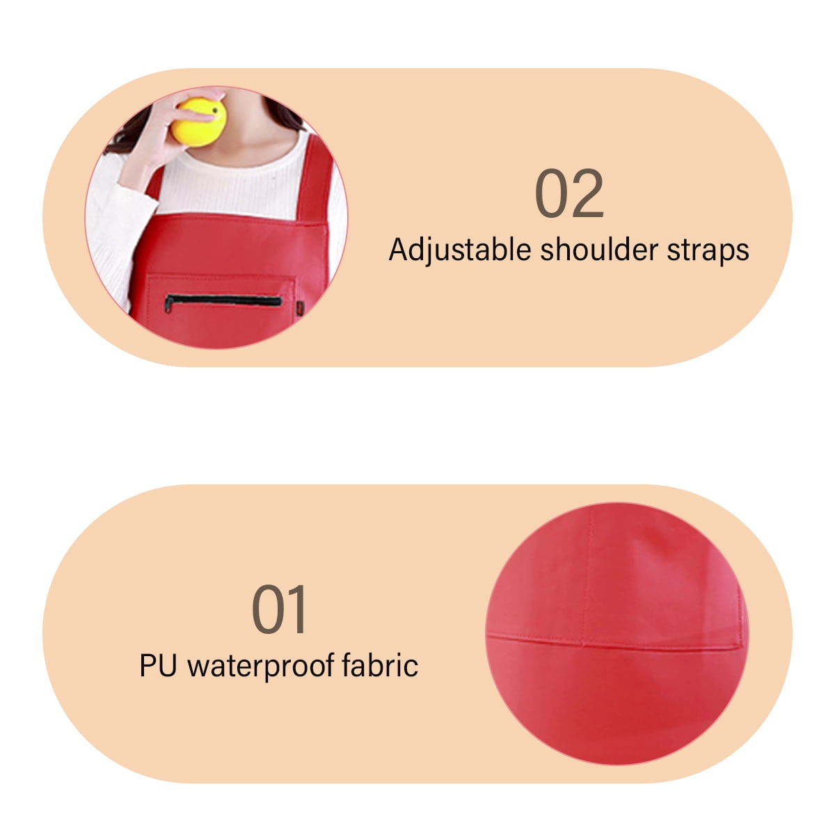 Waterproof Rubber Vinyl Apron - Heavy Duty Model - Stay Dry - Industrial Chemical Resistant Plastic - Leather Apron for Kitchen, Cooking, Dishwashing, Dog Grooming - Black Red