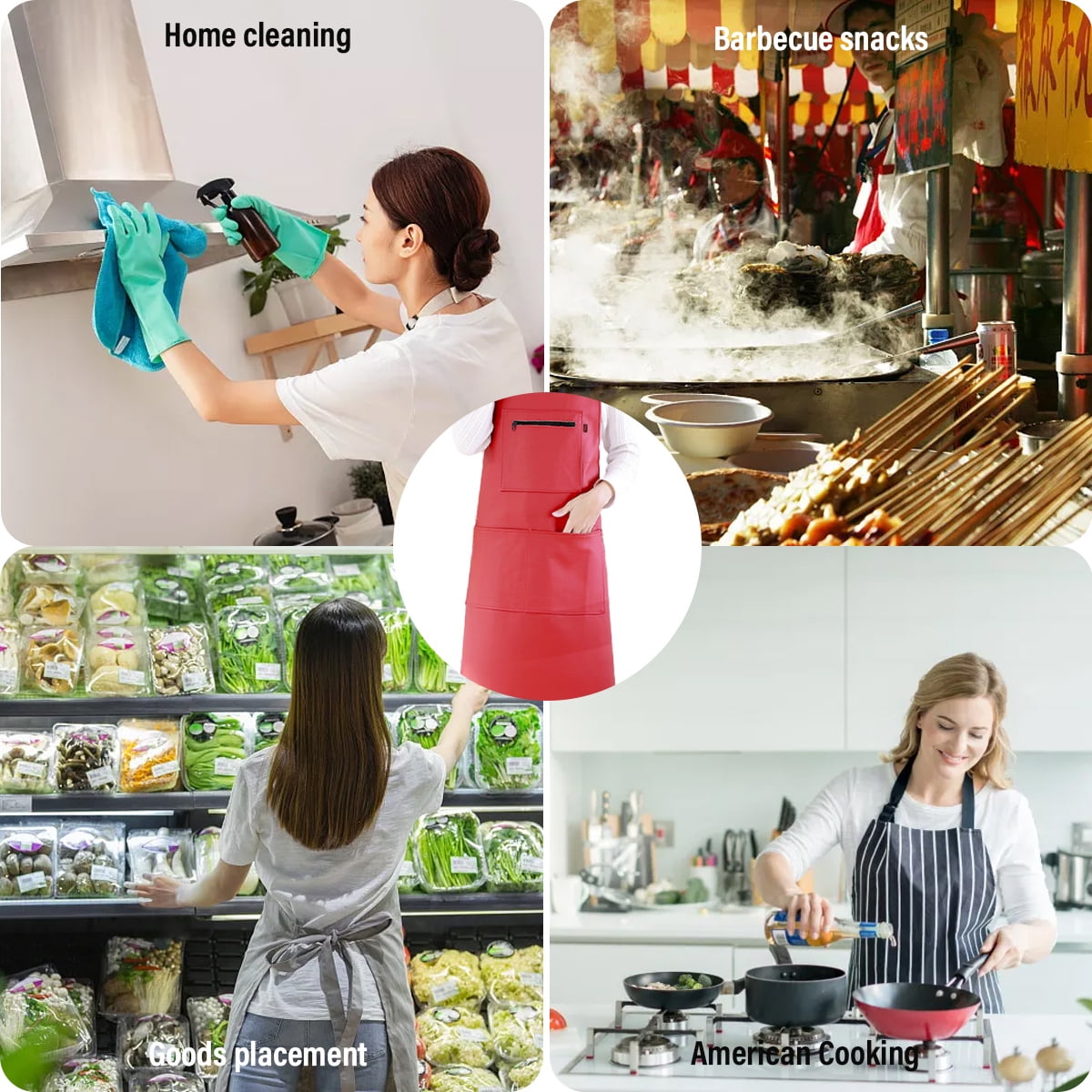 Waterproof Rubber Vinyl Apron - Heavy Duty Model - Stay Dry - Industrial Chemical Resistant Plastic - Leather Apron for Kitchen, Cooking, Dishwashing, Dog Grooming - Black Red