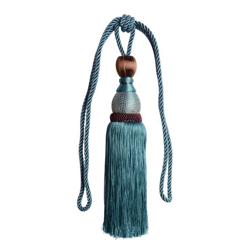 2pcs Large Tie Backs Ball Tassel Curtain Rope Tieback,Gold Blue