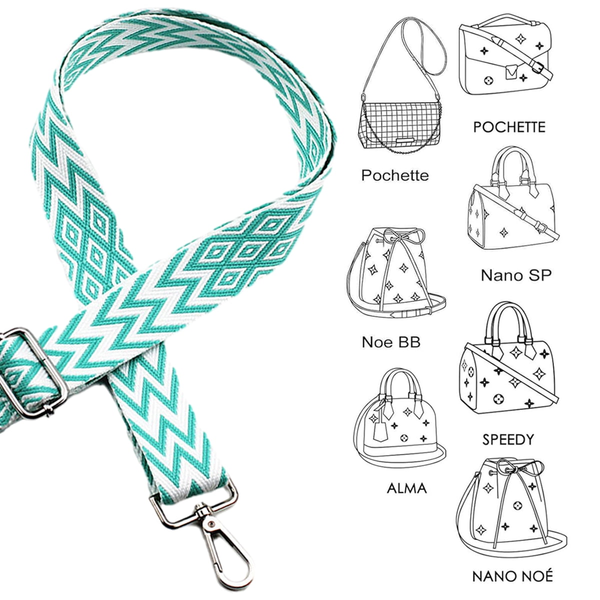 Replacement Crossbody Strap Handbag Guitar Strap Purse Shoulder Strap Adjustable Retro Jacquard - Dark blue green