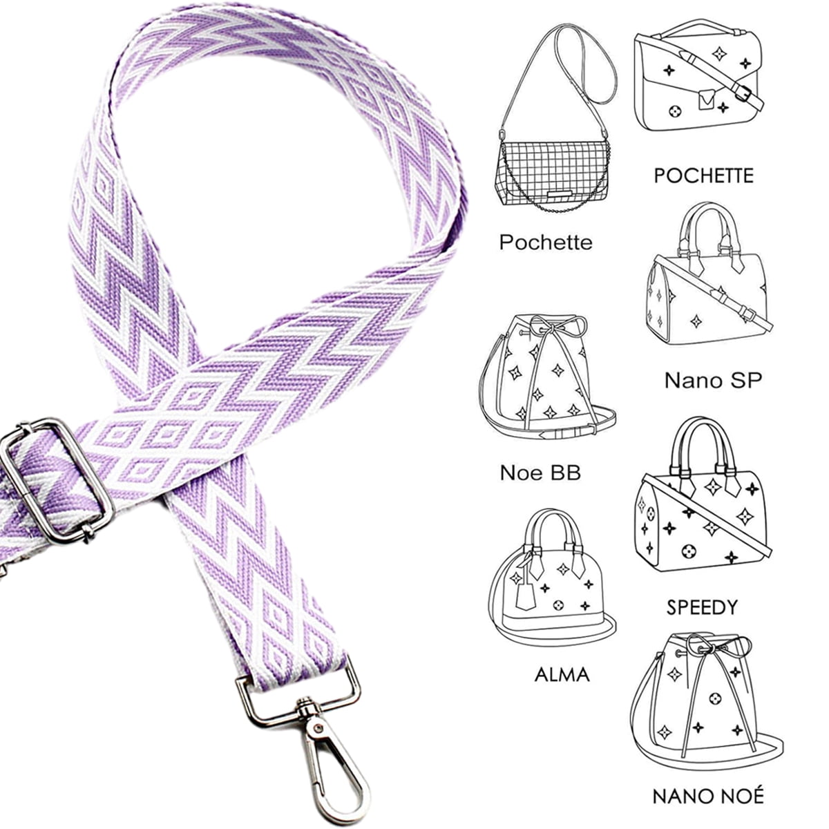 Replacement Crossbody Strap Handbag Guitar Strap Purse Shoulder Strap Adjustable Retro Jacquard - Dark blue purple