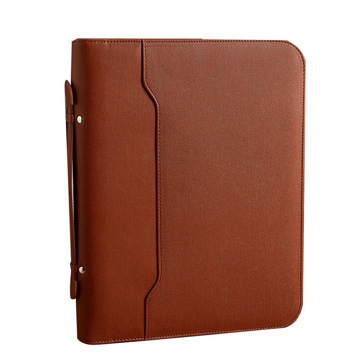 Zippered Portfolio Organizer, Leather Padfolio Binder, Professional Business Binder, Organizer for /Document (Brown)