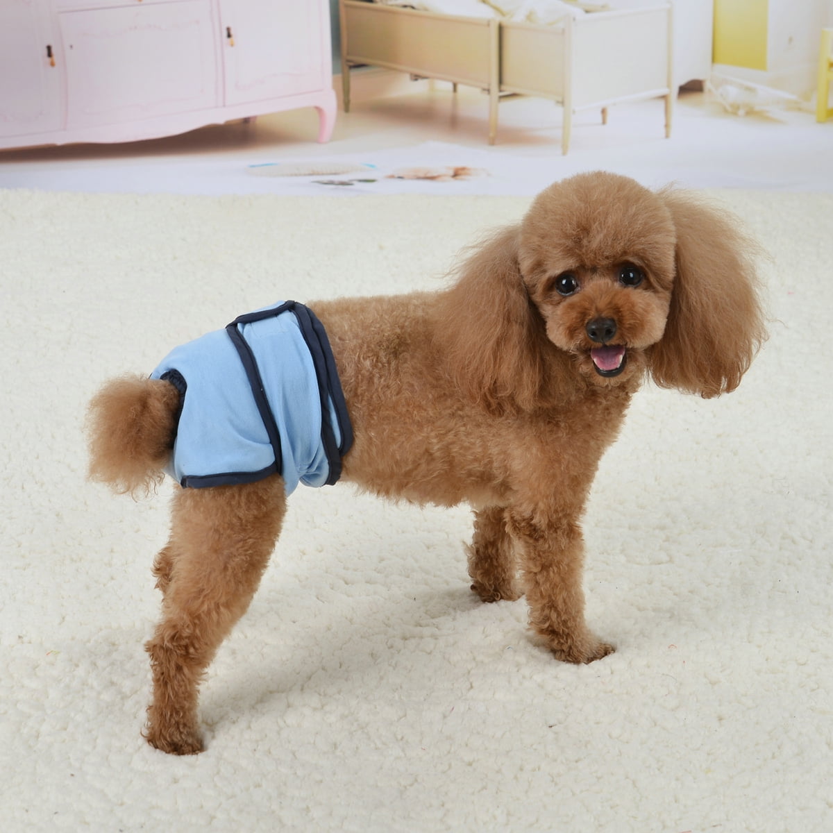 Comfortable Dog Underwear Dog Diapers Pants Male Female to Put On/Off Breathable Physiological Pants Reusable Sanitary Panties for Small to Large Dogs Pet (1pcs, Pink, XL) L Blue