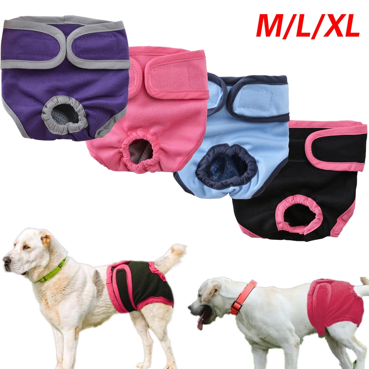Comfortable Dog Underwear Dog Diapers Pants Male Female to Put On/Off Breathable Physiological Pants Reusable Sanitary Panties for Small to Large Dogs Pet (1pcs, Pink, XL) L Pink