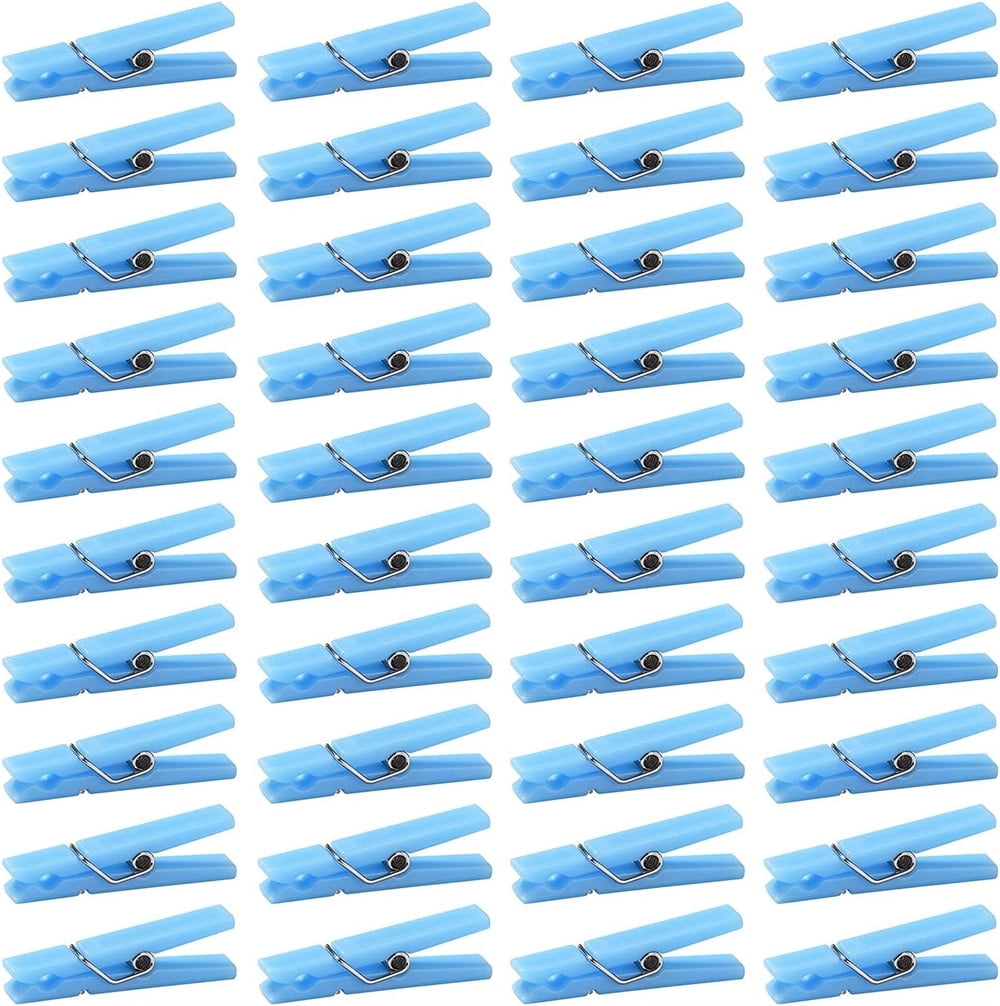100Pcs Blue Clothes Pins for Baby Shower Game Mini Premium Plastic Clothespins Small Baby Shower Decorations for Party Gender Reveal Game DIY Blue