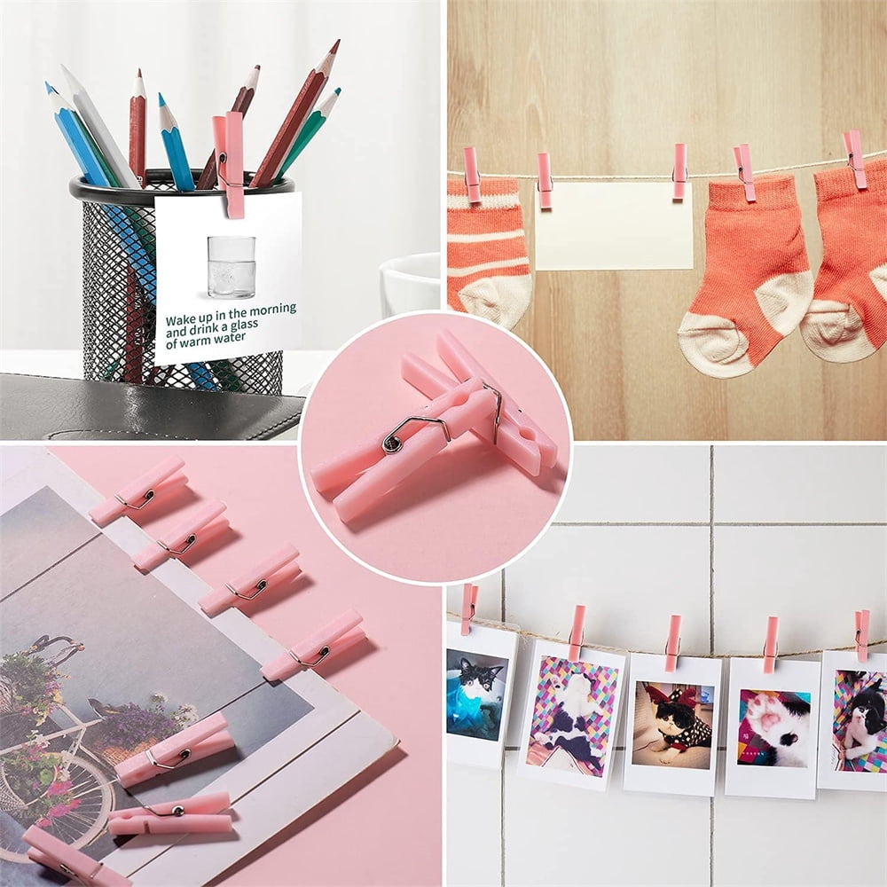 100Pcs Blue Clothes Pins for Baby Shower Game Mini Premium Plastic Clothespins Small Baby Shower Decorations for Party Gender Reveal Game DIY Pink