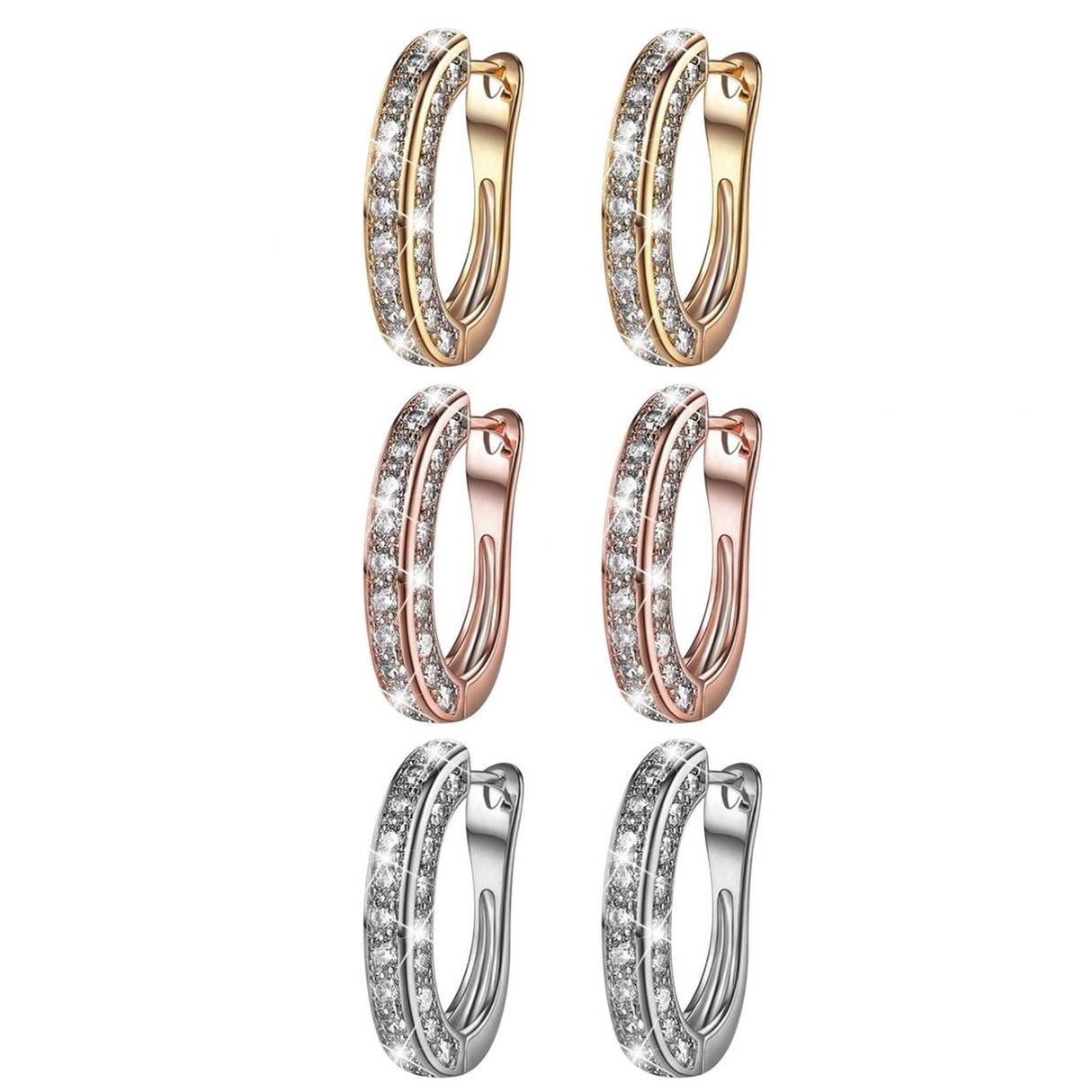925 Hoop Earrings for Women Silver Women Hoop Earrings Set with GH Created Moissanite gold