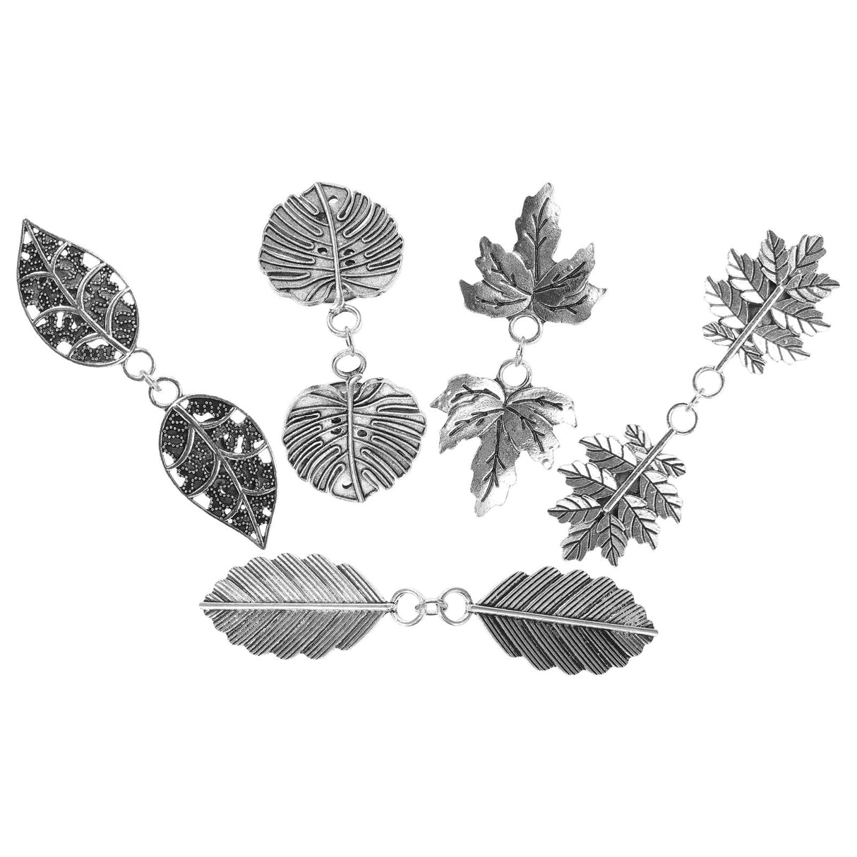 5pcs Metal Leaf Sweater Clips Cinch Clips for Cardigans Dress Shawls Collar Accessories 9.00X1.80X0.70CM Silver