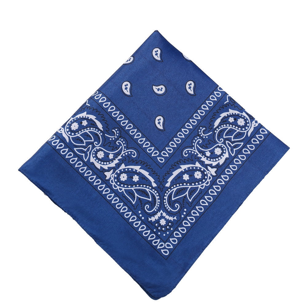 22 inch Cotton Paisley Bandana Multi Colored Set Cowboy Bandana Head Scarf Double-sided for Men & Women Blue