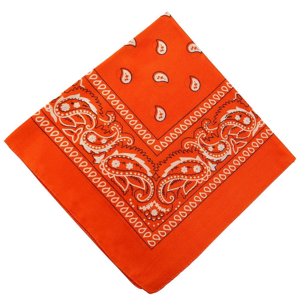 22 inch Cotton Paisley Bandana Multi Colored Set Cowboy Bandana Head Scarf Double-sided for Men & Women Bronze