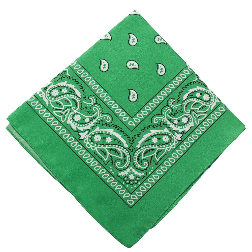 22 inch Cotton Paisley Bandana Multi Colored Set Cowboy Bandana Head Scarf Double-sided for Men & Women Green
