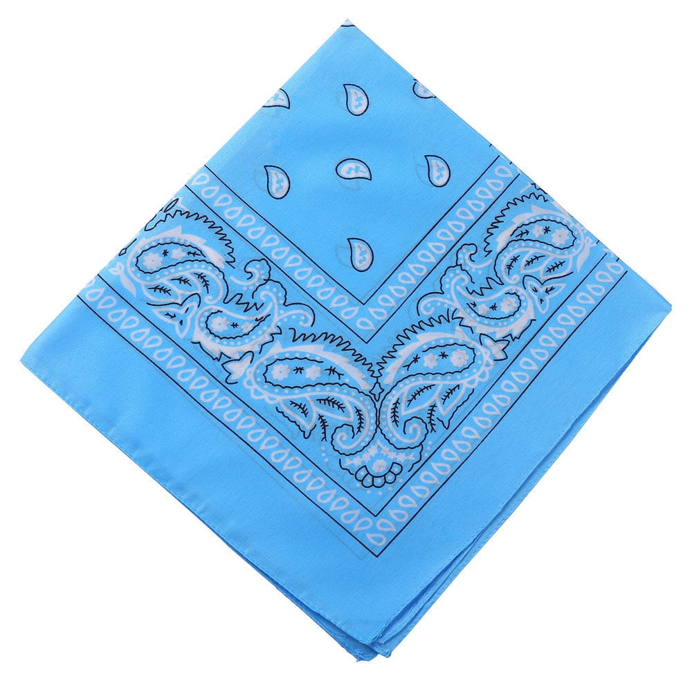 22 inch Cotton Paisley Bandana Multi Colored Set Cowboy Bandana Head Scarf Double-sided for Men & Women Light Blue