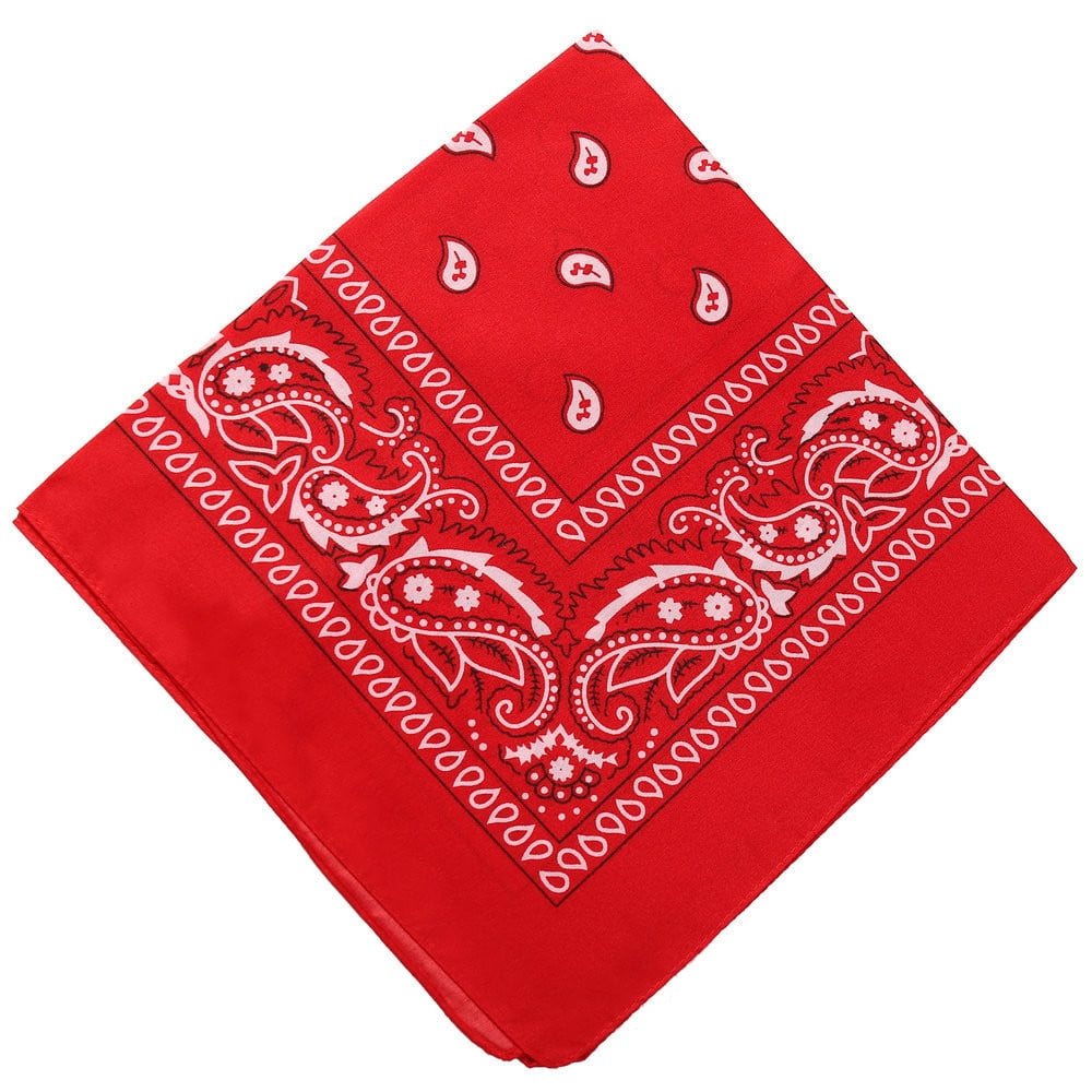 22 inch Cotton Paisley Bandana Multi Colored Set Cowboy Bandana Head Scarf Double-sided for Men & Women Red