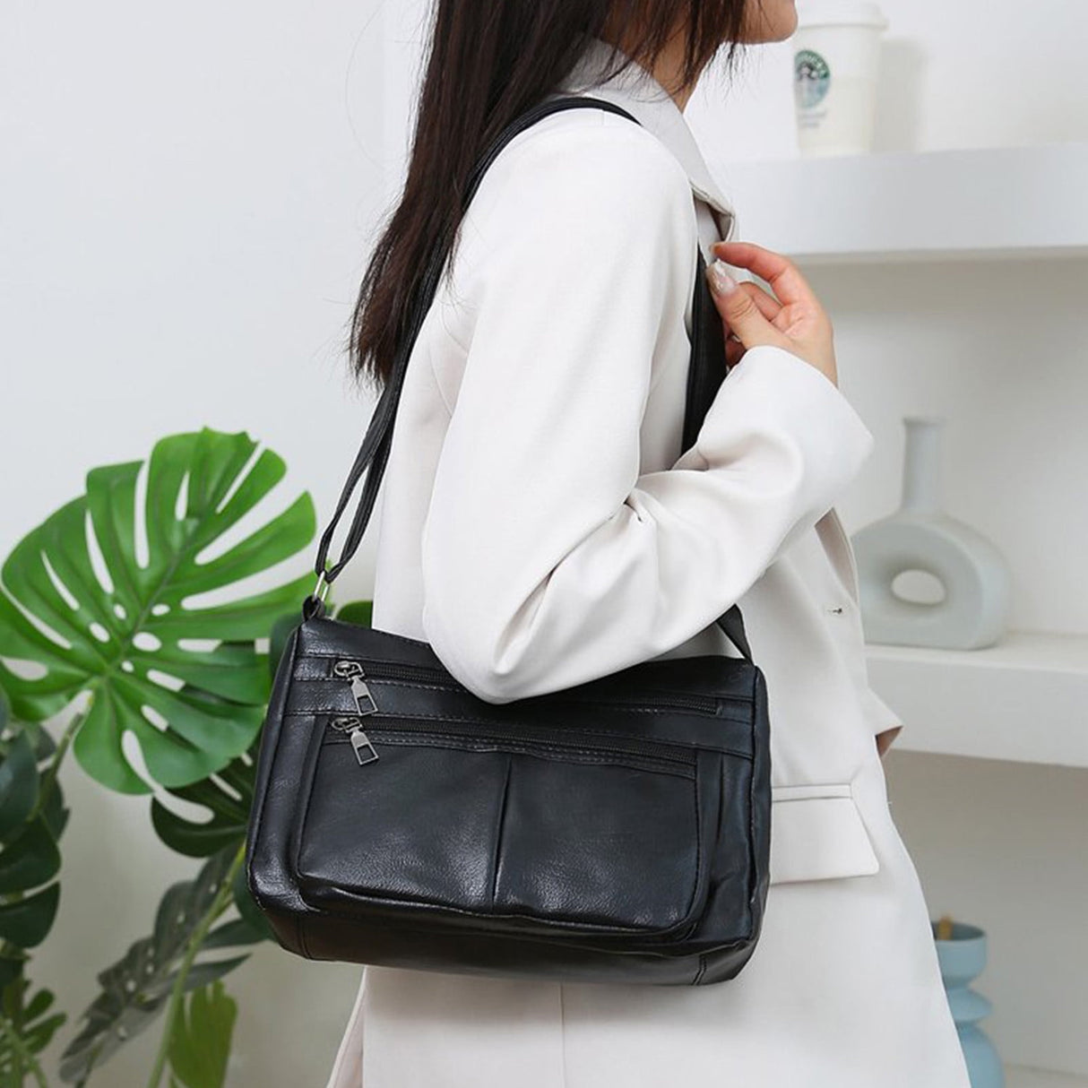 Purses for Women Soft PU Leather Shoulder Bag Ladies Crossbody Purse and handbags Lightweight Pocketbook Black