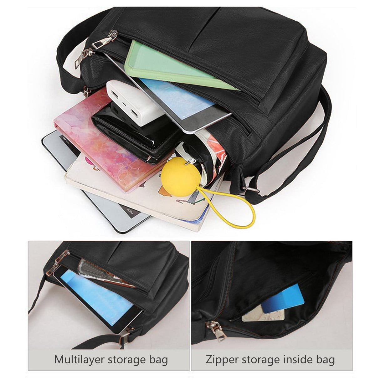 Purses for Women Soft PU Leather Shoulder Bag Ladies Crossbody Purse and handbags Lightweight Pocketbook Black