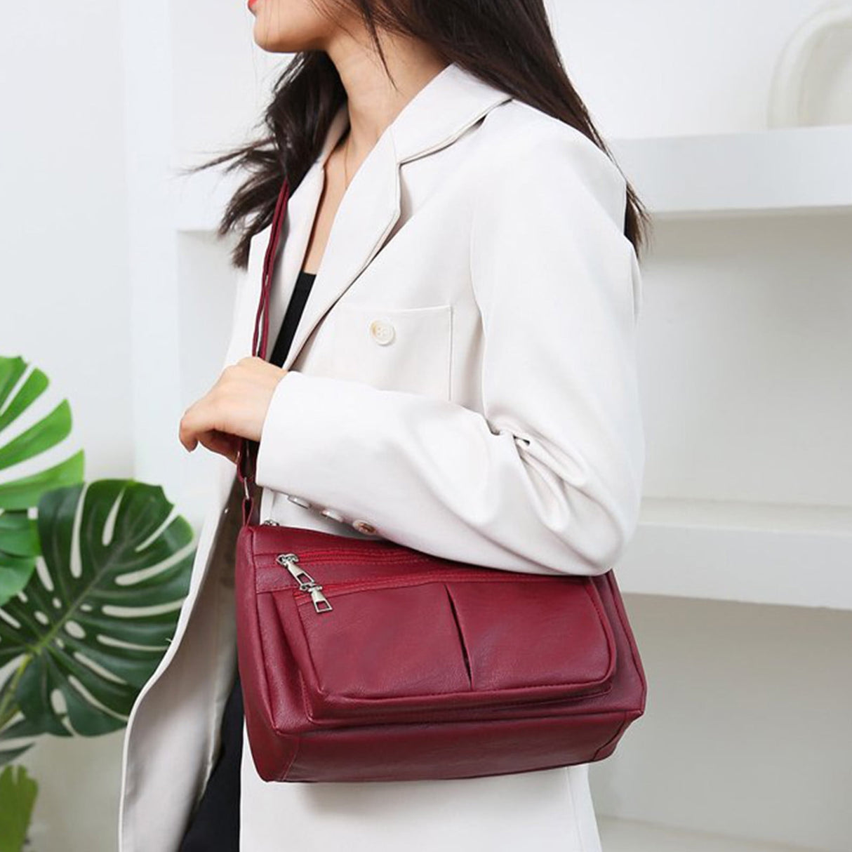 Purses for Women Soft PU Leather Shoulder Bag Ladies Crossbody Purse and handbags Lightweight Pocketbook Red