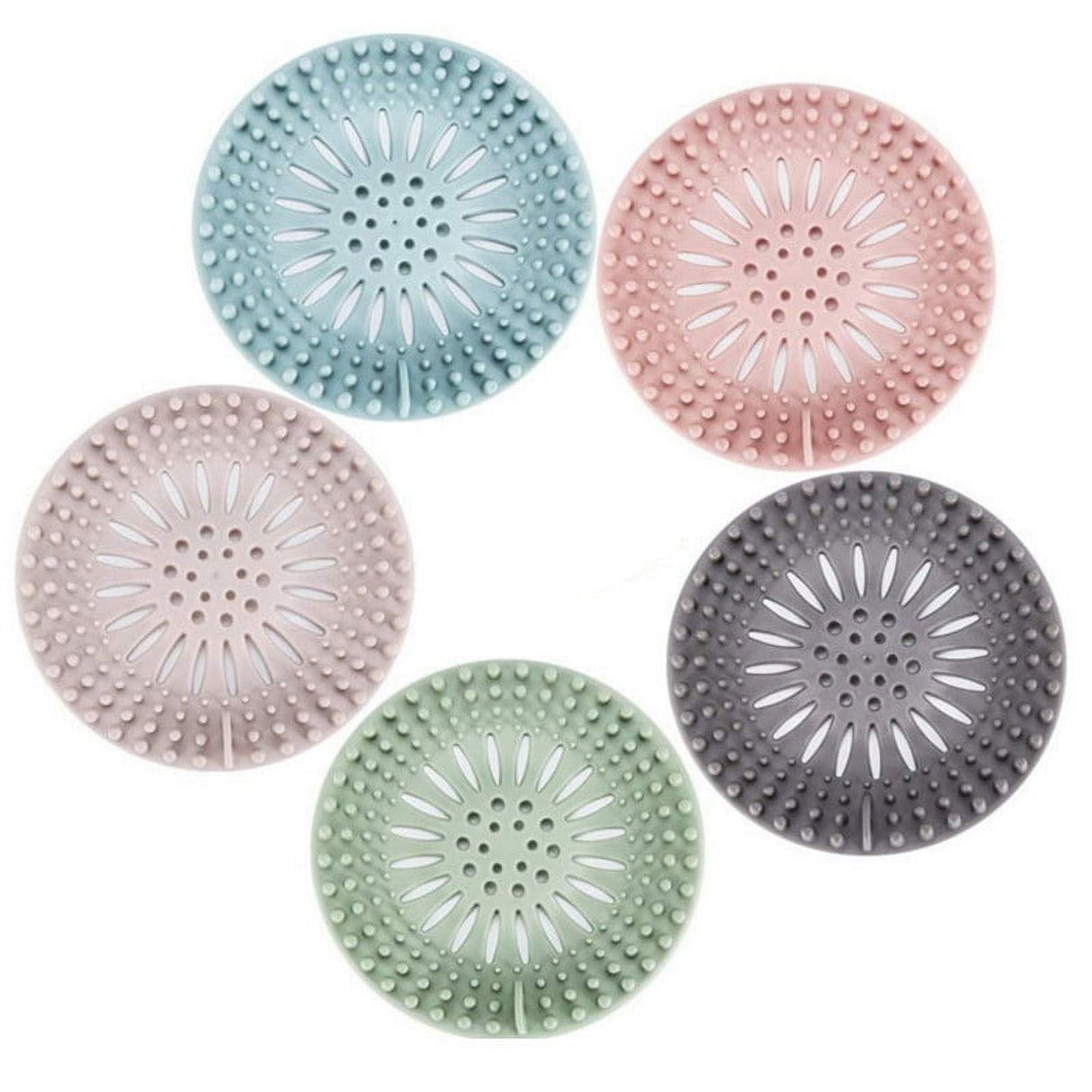 Hair Catcher Shower Drain Covers Protector Silicone Bathtub Hair Stopper Easy to Install and Clean Suit for Bathroom Tub Shower and Sink, 5 Pack Multicolor