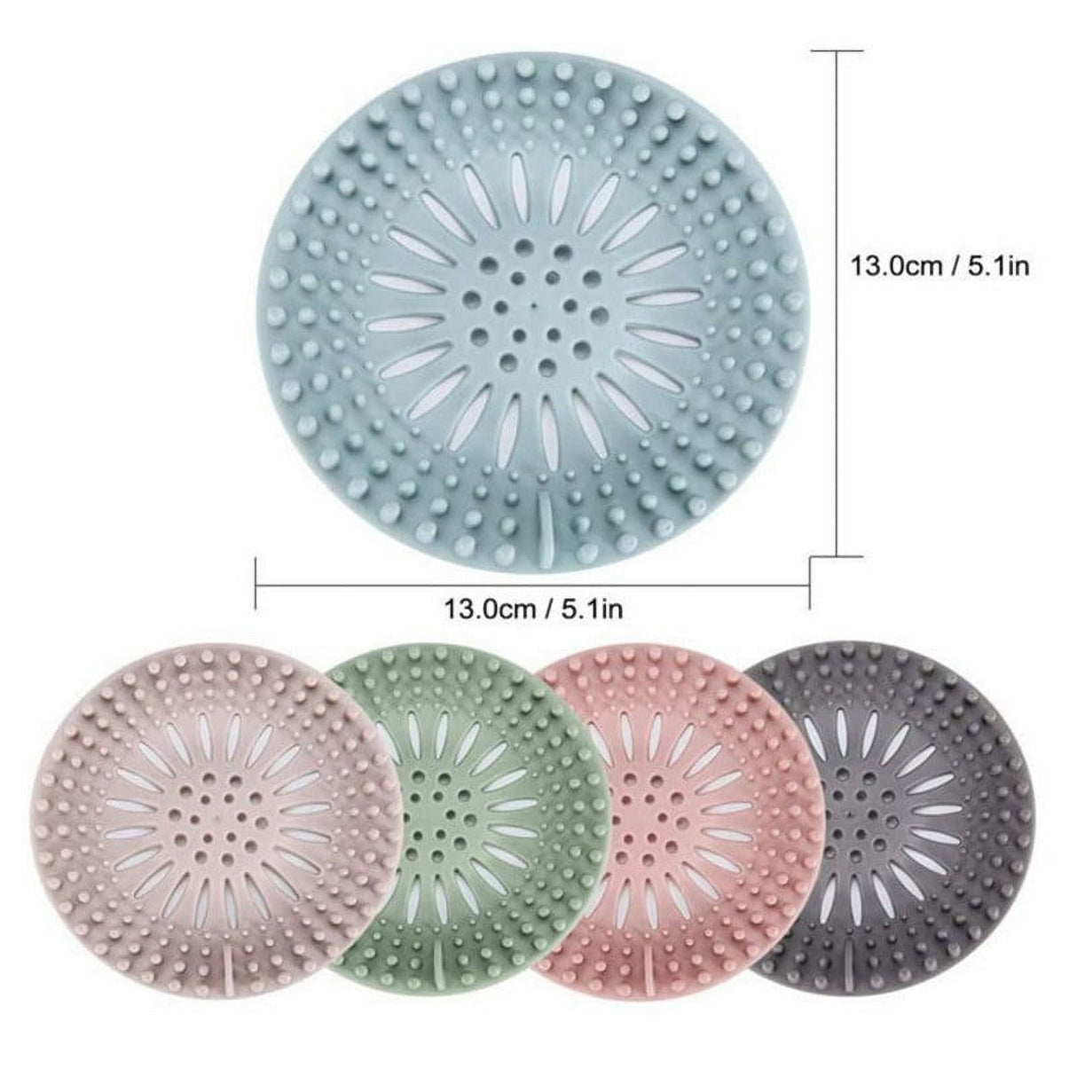 Hair Catcher Shower Drain Covers Protector Silicone Bathtub Hair Stopper Easy to Install and Clean Suit for Bathroom Tub Shower and Sink, 5 Pack Multicolor