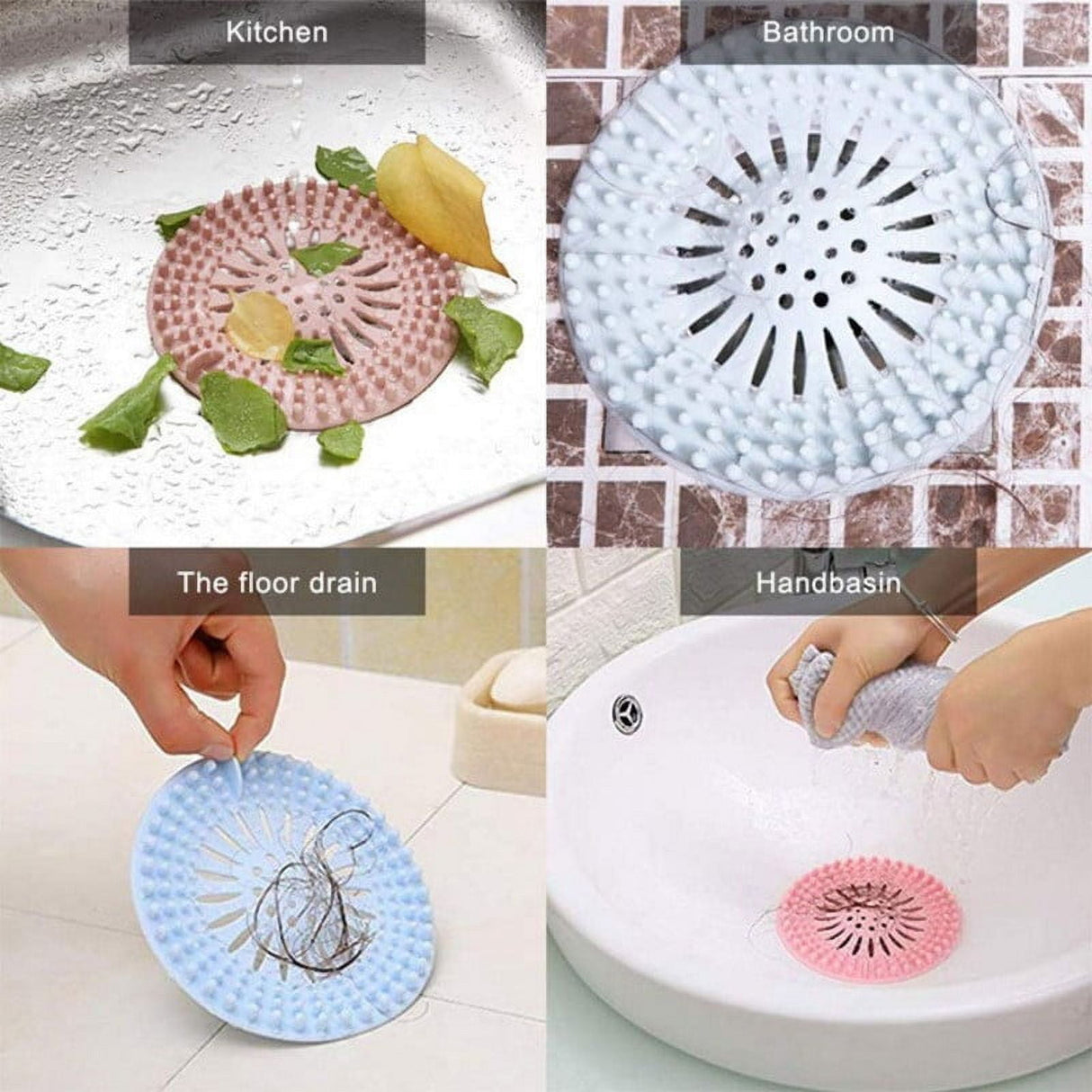 Hair Catcher Shower Drain Covers Protector Silicone Bathtub Hair Stopper Easy to Install and Clean Suit for Bathroom Tub Shower and Sink, 5 Pack Multicolor