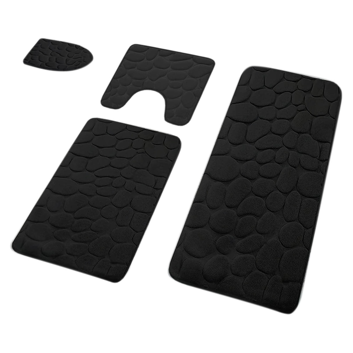 Bathroom Rugs Sets 4 Piece, Non Slip Memory Foam Bathroom Rugs, Machine Wash Bathroom Mat Set, Water Absorbent Bath Rug Set for Tub, Toilet and Floor 40*50cmU/15.7*19.7in 50*80cm/19.7*31.5in 50*100cm/19.7*39.3in lid38*40cm/14.9*15.7in I