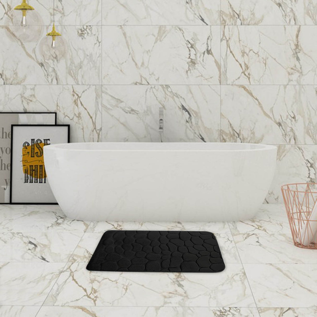 Bathroom Rugs Sets 4 Piece, Non Slip Memory Foam Bathroom Rugs, Machine Wash Bathroom Mat Set, Water Absorbent Bath Rug Set for Tub, Toilet and Floor 40*50cmU/15.7*19.7in 50*80cm/19.7*31.5in 50*100cm/19.7*39.3in lid38*40cm/14.9*15.7in I